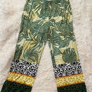 Peck & Peck Green and Yellow Wide Leg Pants Size L